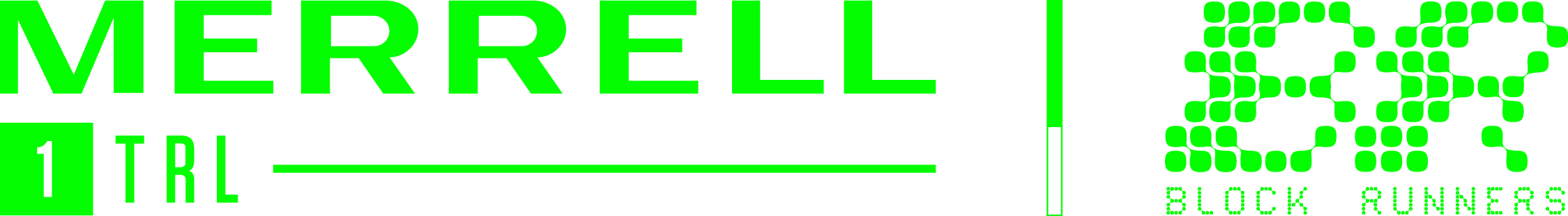 Merrell and Block Runners logo lockup